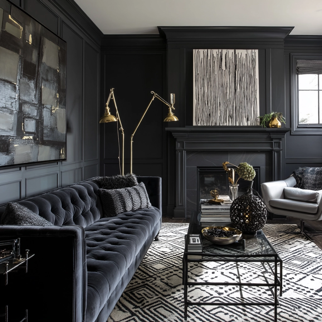 Black Living Room Ideas 16