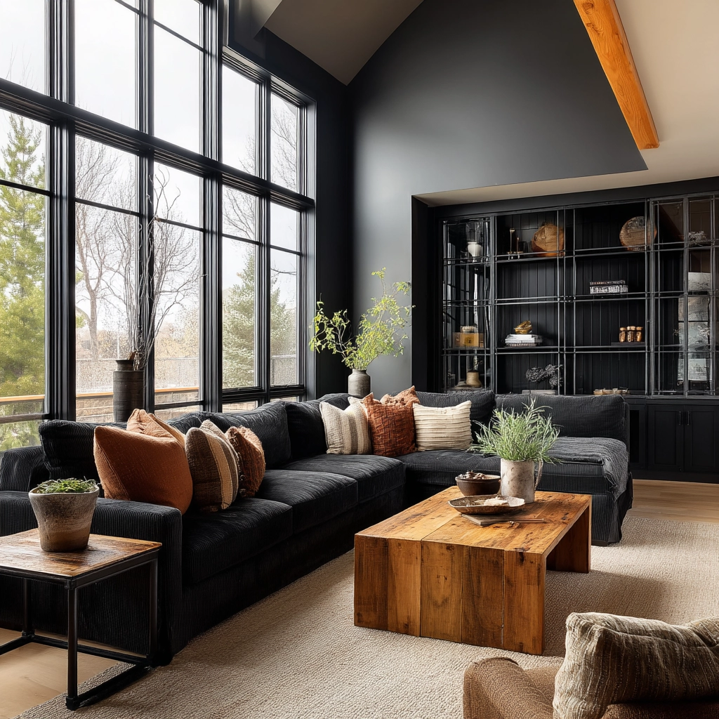Black Living Room Ideas 22