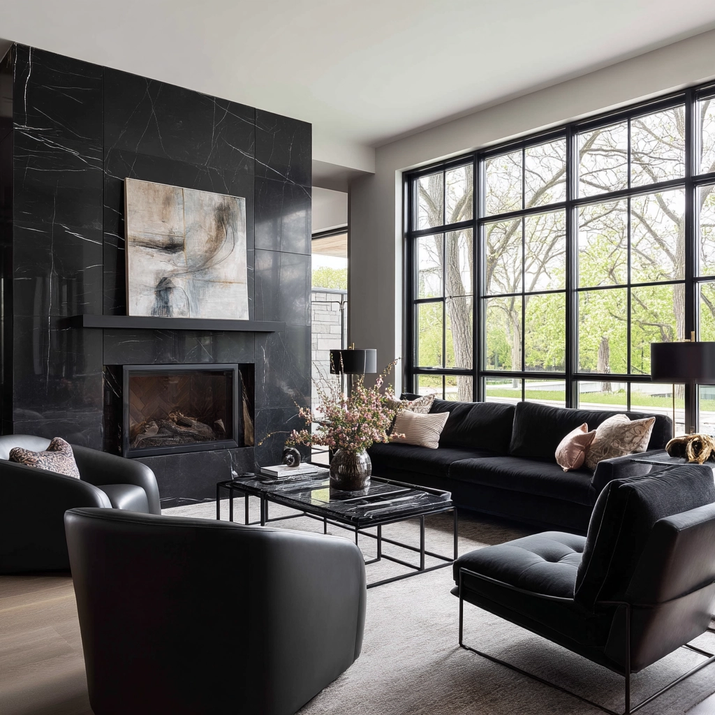 Black Living Room Ideas 25