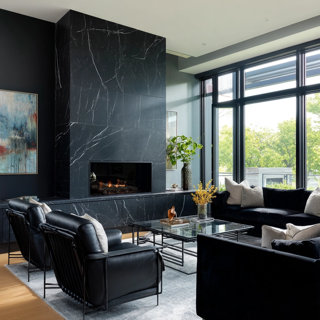 Black Living Room Ideas 27