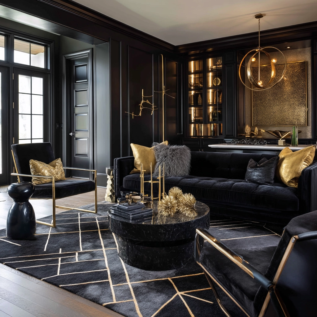 Black Living Room Ideas 35