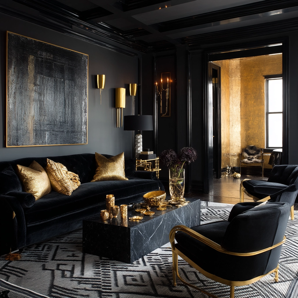 Black Living Room Ideas 47