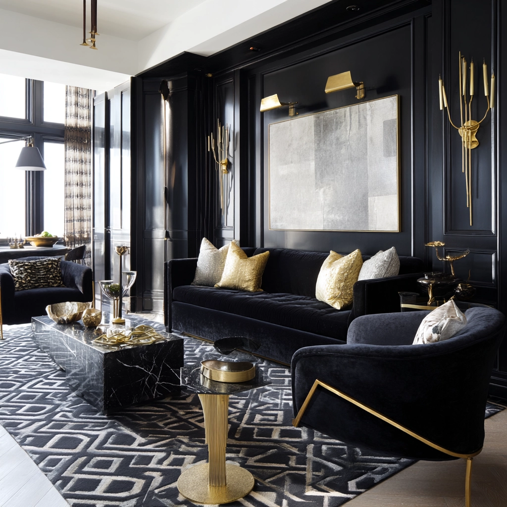 Black Living Room Ideas 48