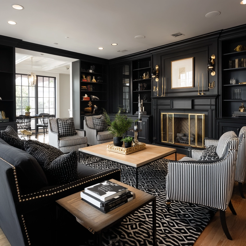 Black Living Room Ideas 53