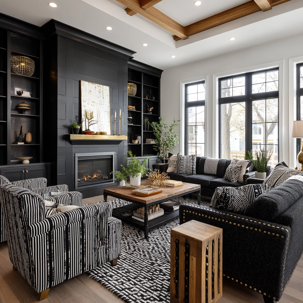 Black Living Room Ideas 54