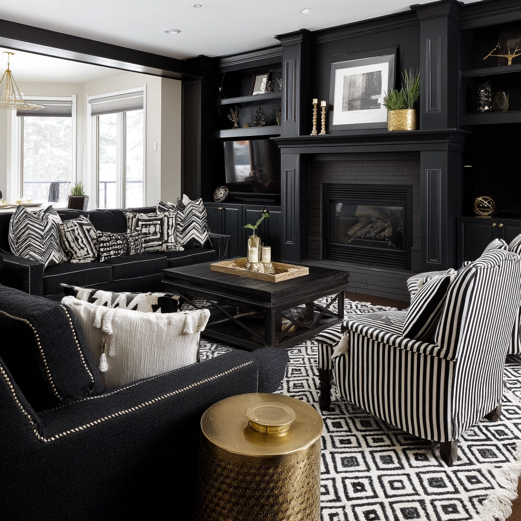 Black Living Room Ideas 55