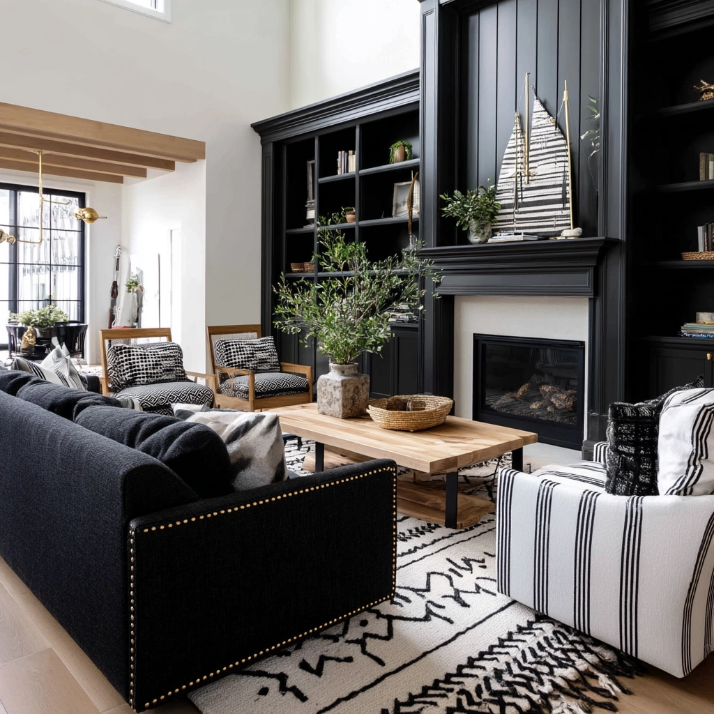Black Living Room Ideas 56