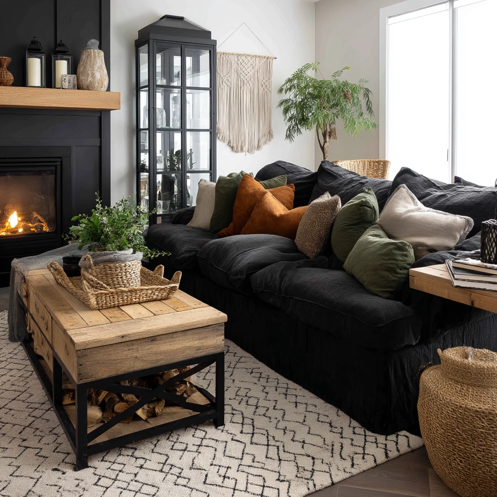 Black Living Room Ideas 64