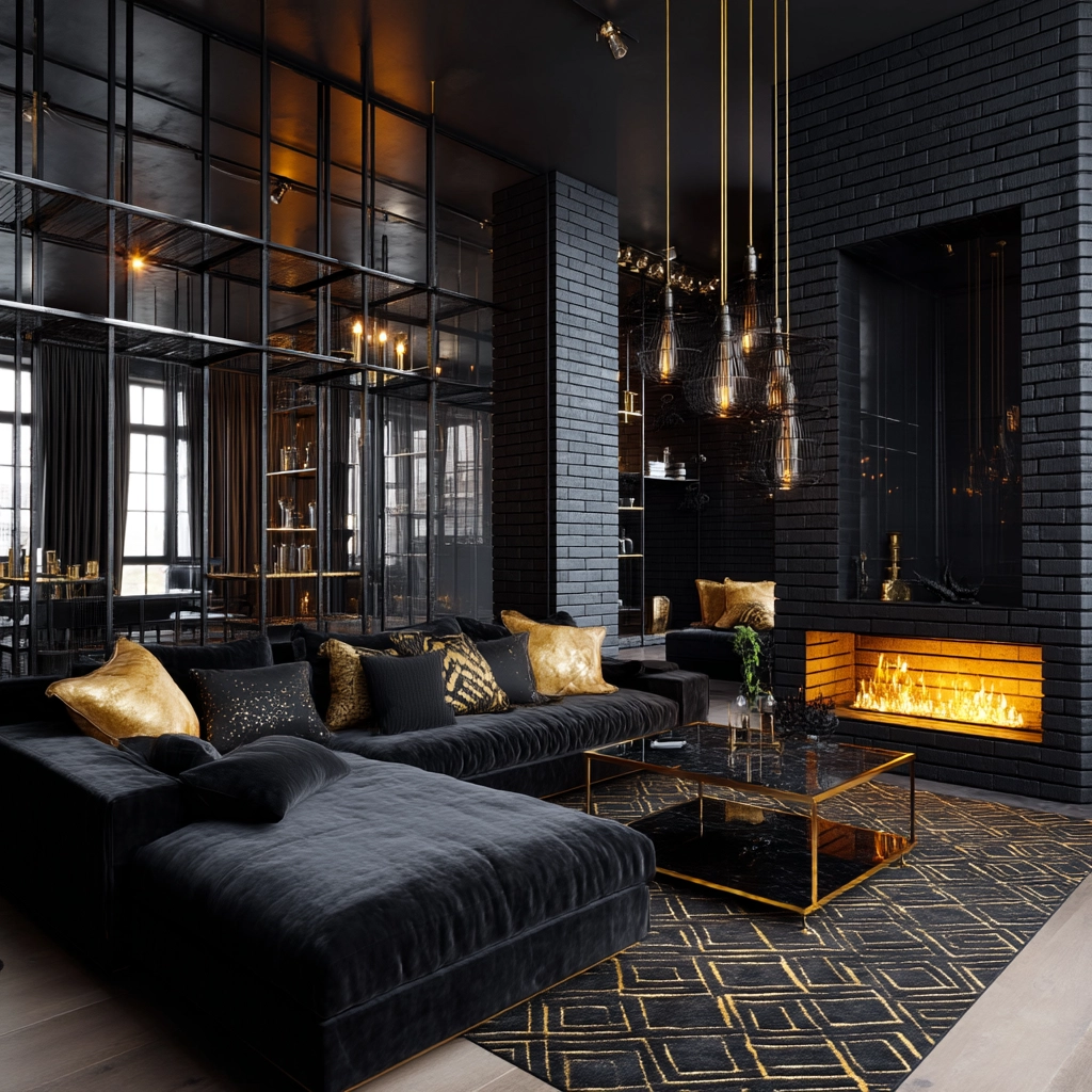 Black Living Room Ideas 70