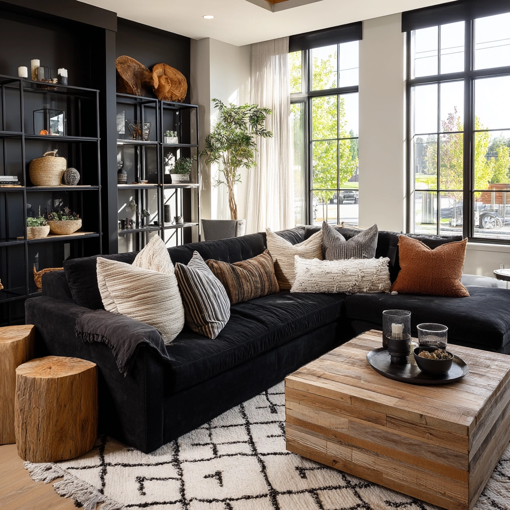 Black Living Room Ideas 74