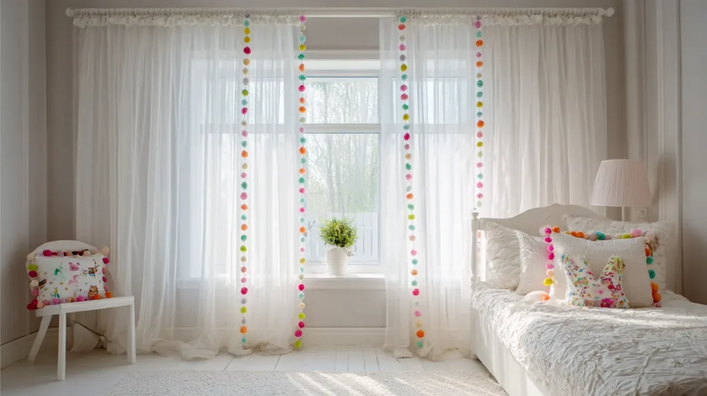 Airy Simplicity with Sheer White and Pompom Trim