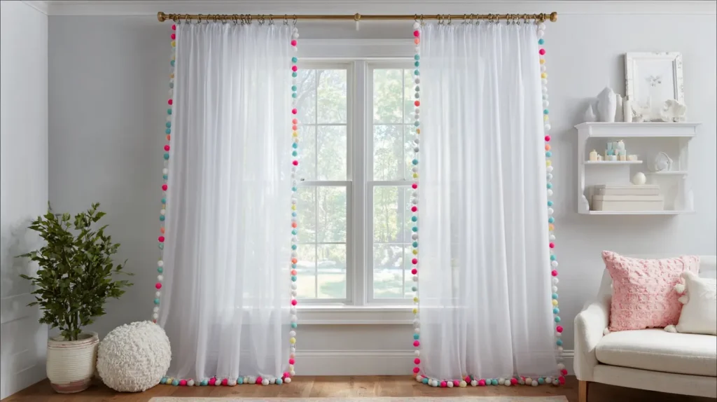 Airy Simplicity with Sheer White and Pompom Trim