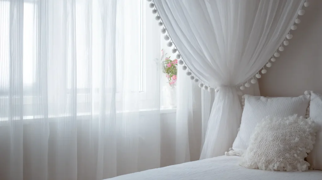 Airy Simplicity with Sheer White and Pompom Trim