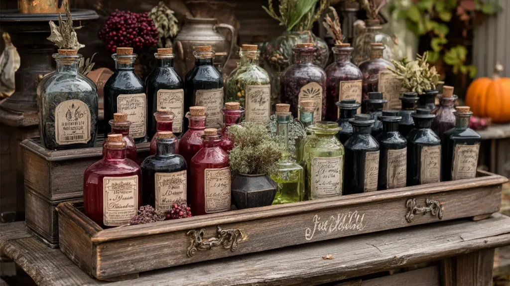 Apothecary Charm Potion Bottles & Dried Herbs