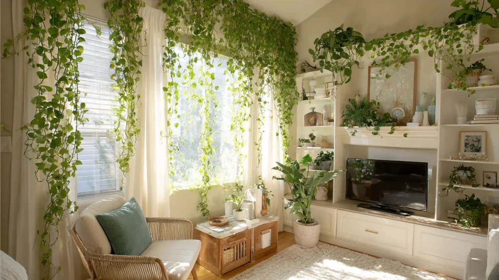 Cascading Elegance Trailing Plants on Shelves and Ledges