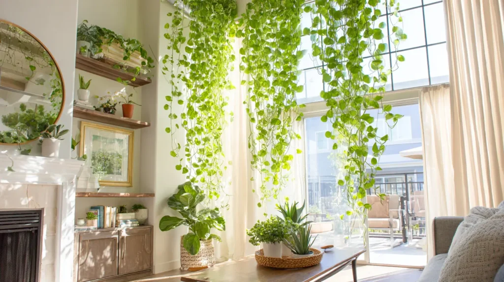 Cascading Elegance Trailing Plants on Shelves and Ledges