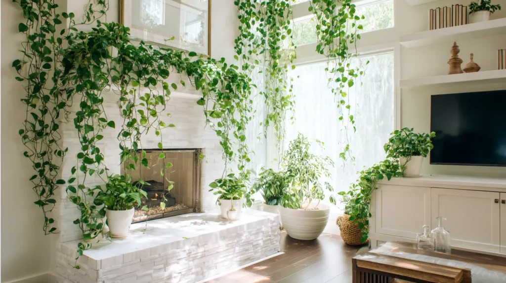 Cascading Elegance Trailing Plants on Shelves and Ledges