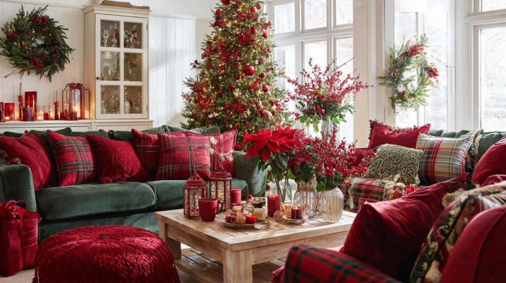 Christmas Decorations Living Room Ideas - Classic Red and Green for Timeless Holiday Cheer
