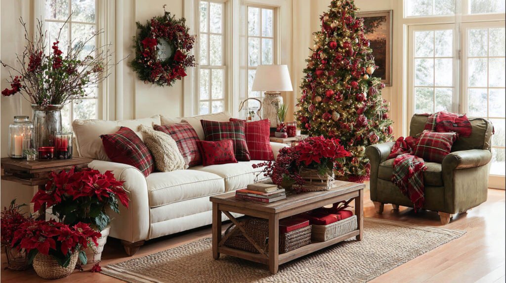 Christmas Decorations Living Room Ideas - Classic Red and Green for Timeless Holiday Cheer