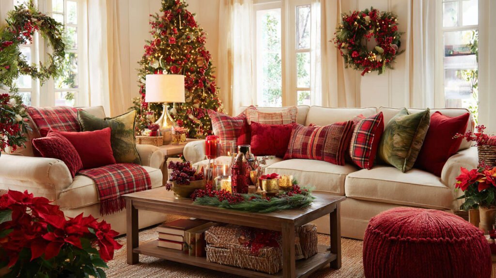 Christmas Decorations Living Room Ideas - Classic Red and Green for Timeless Holiday Cheer