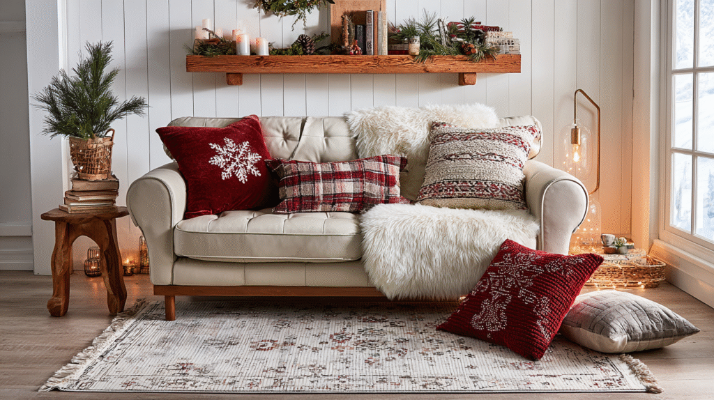 Cozy Up with Festive Rugs and Holiday Throw Pillows