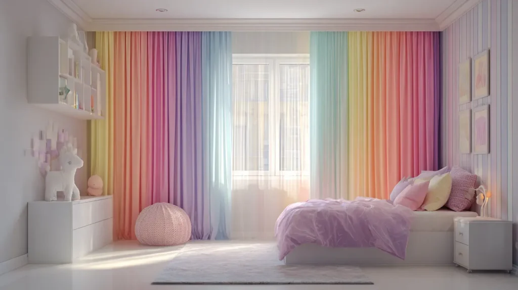 Creative Corner with Rainbow Gradient Curtain