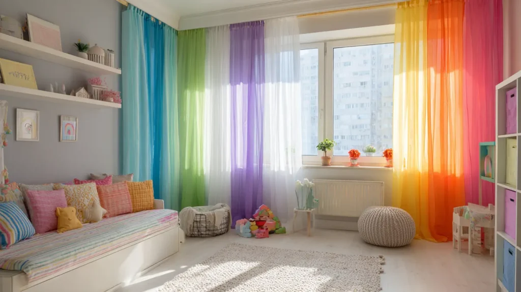 Creative Corner with Rainbow Gradient Curtain