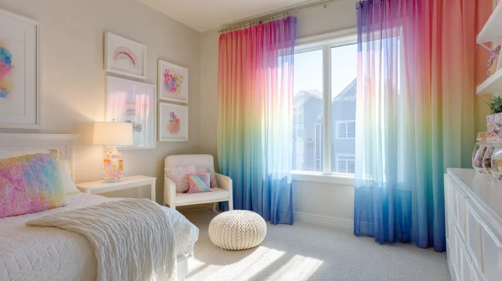 Creative Corner with Rainbow Gradient Curtain