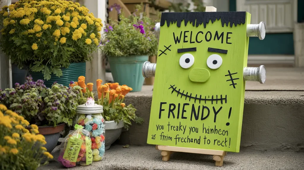 Frankenstein's Friendly Welcome Sign