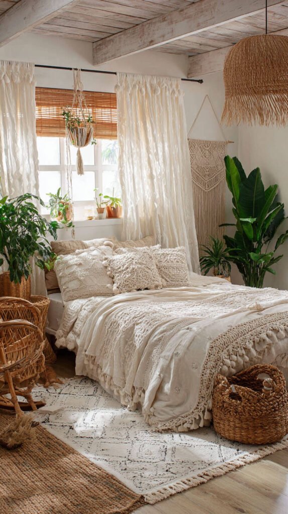 Girls Bedroom Curtains Ideas - Boho Chic with Tasseled Macrame Curtains