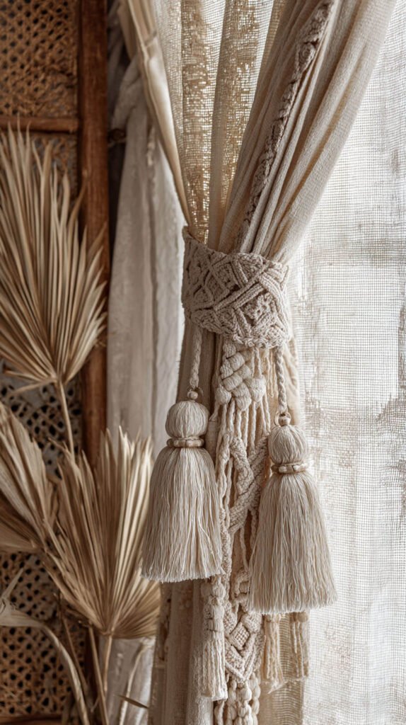 Girls Bedroom Curtains Ideas - Boho Chic with Tasseled Macrame Curtains