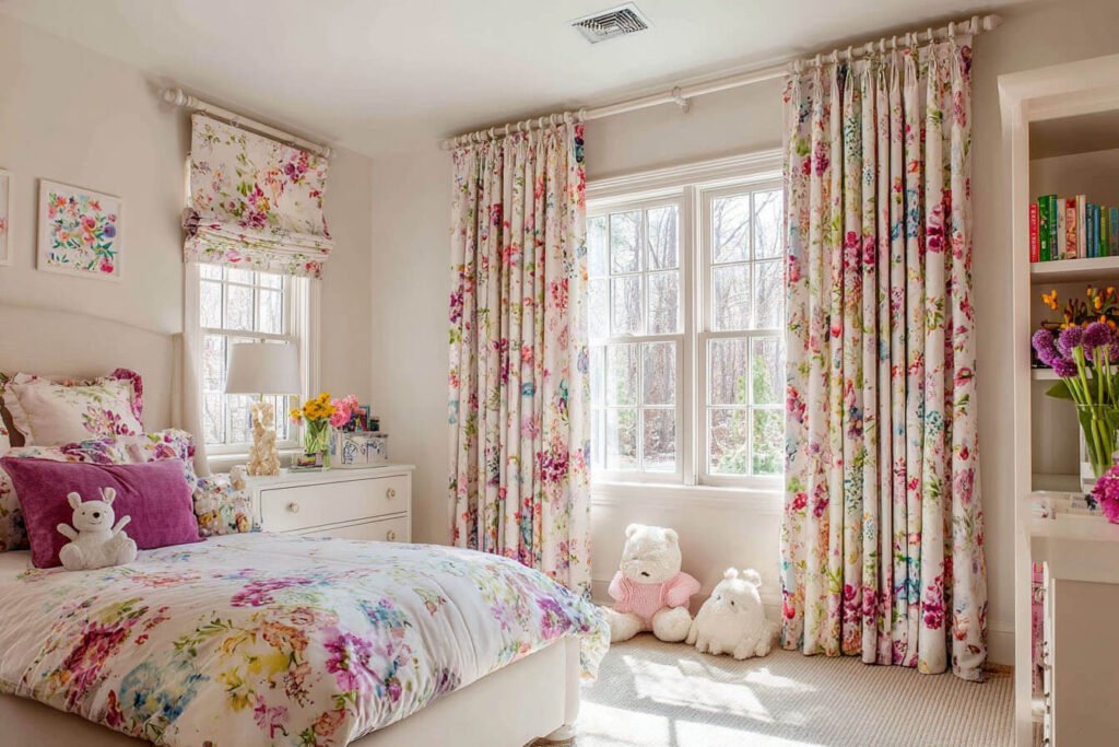 Girls Bedroom Curtains Ideas - Enchanted Forest with Floral Prints