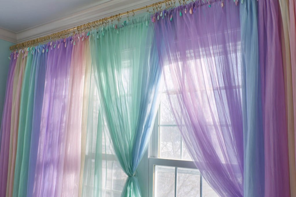 Girls Bedroom Curtains Ideas - Whimsical Wonderland with Pastel Sheers