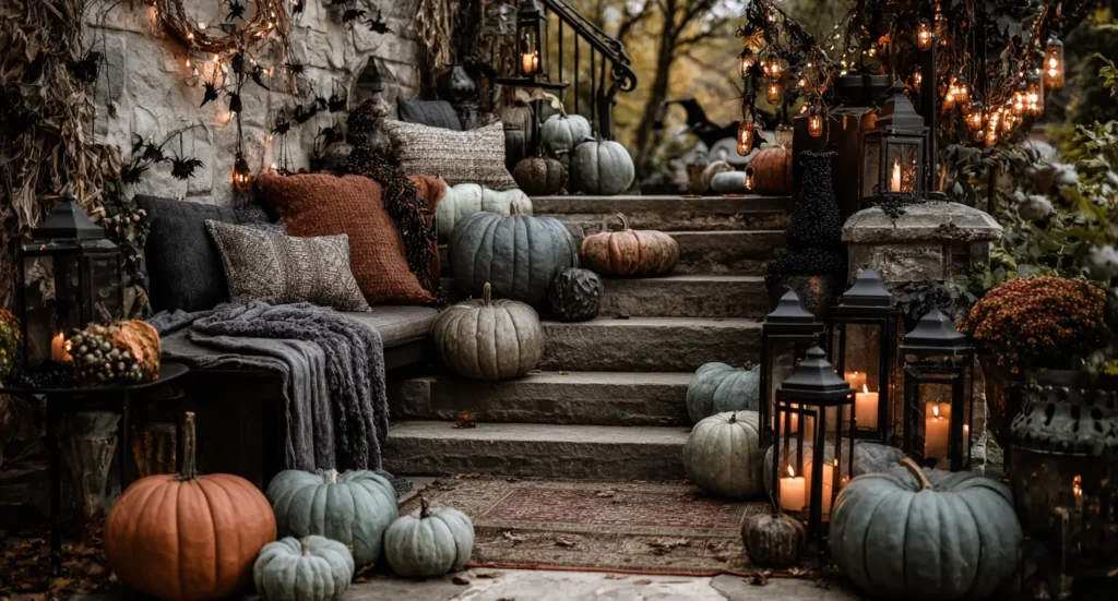 Harvest Moon Gathering Pumpkins & Cozy Ambiance