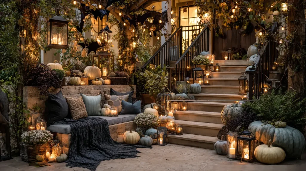 Harvest Moon Gathering Pumpkins & Cozy Ambiance