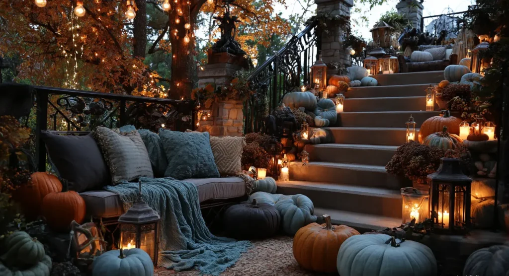 Harvest Moon Gathering Pumpkins & Cozy Ambiance