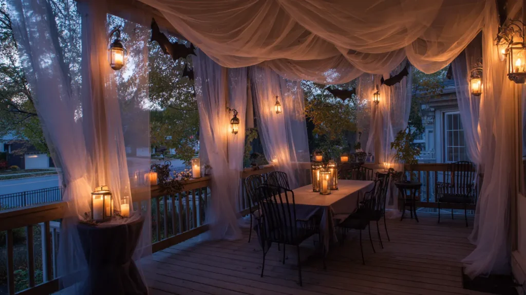 Phantom Fête Ghostly Fabric Drapes & Antique Lanterns