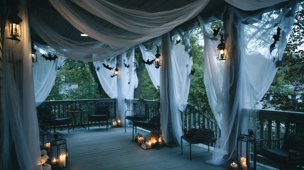 Phantom Fête Ghostly Fabric Drapes & Antique Lanterns