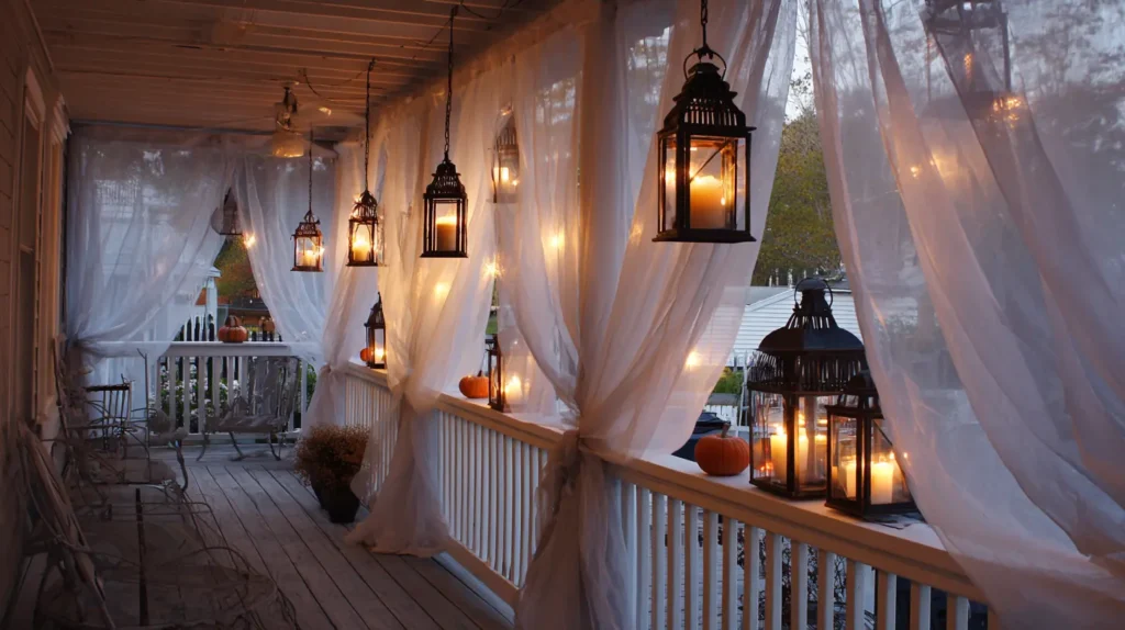 Phantom Fête Ghostly Fabric Drapes & Antique Lanterns