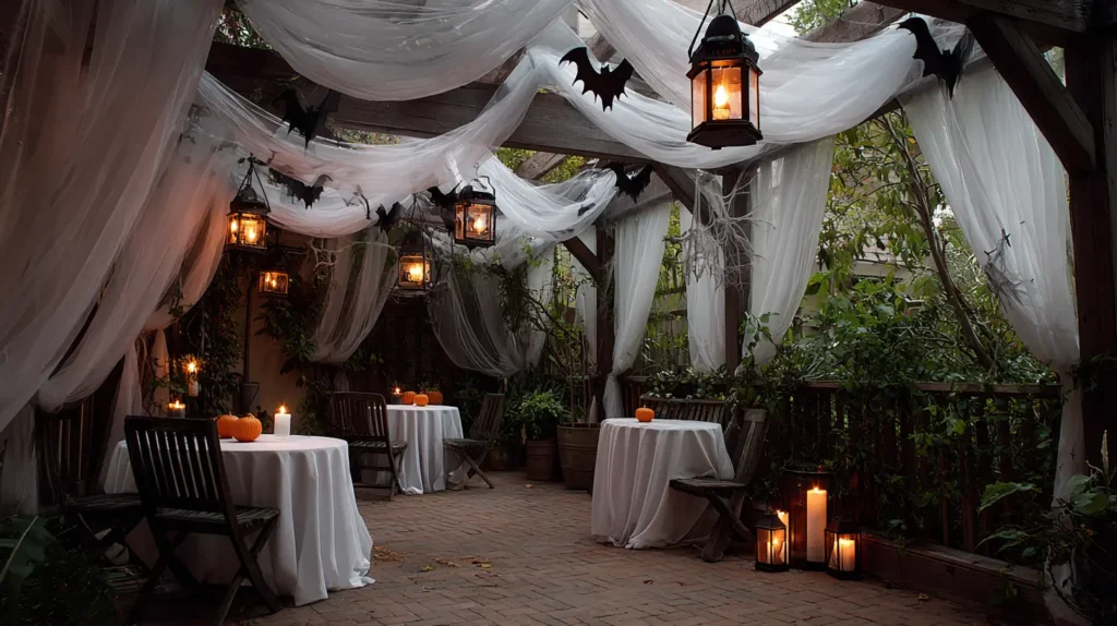 Phantom Fête Ghostly Fabric Drapes & Antique Lanterns