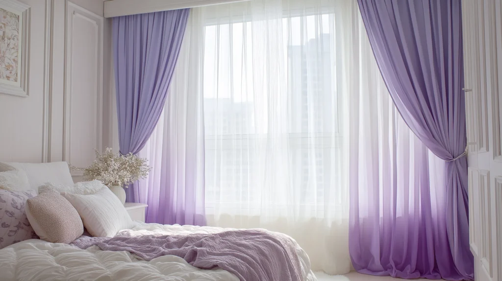 Serene Lavender Fields with Ombre Drapes