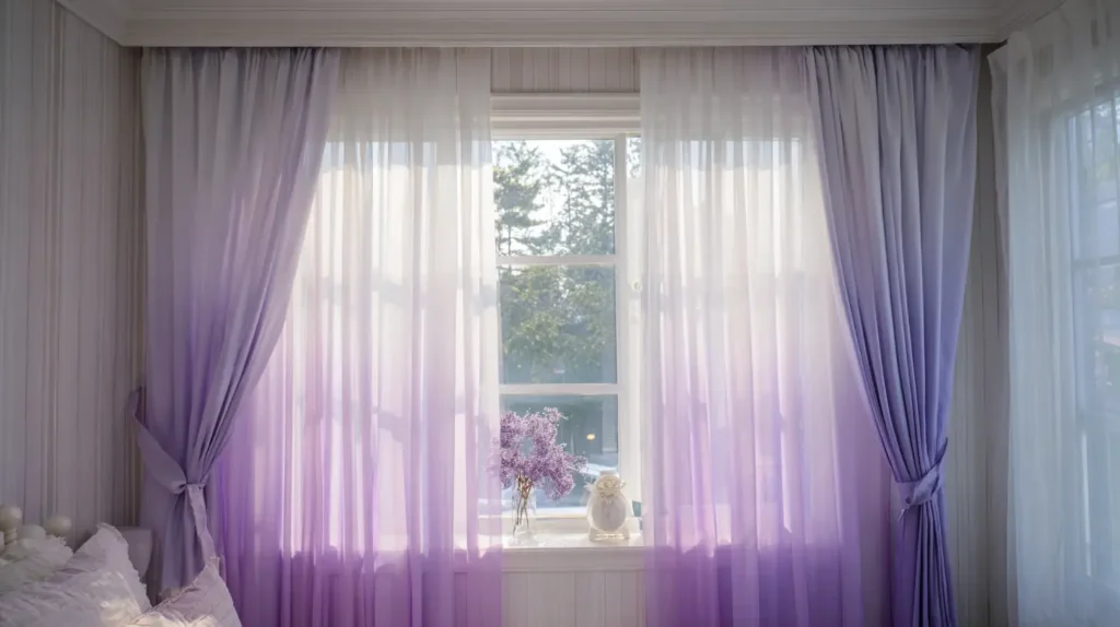 Serene Lavender Fields with Ombre Drapes