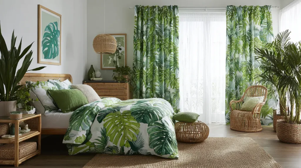 Tropical Paradise with Palm Leaf Prints