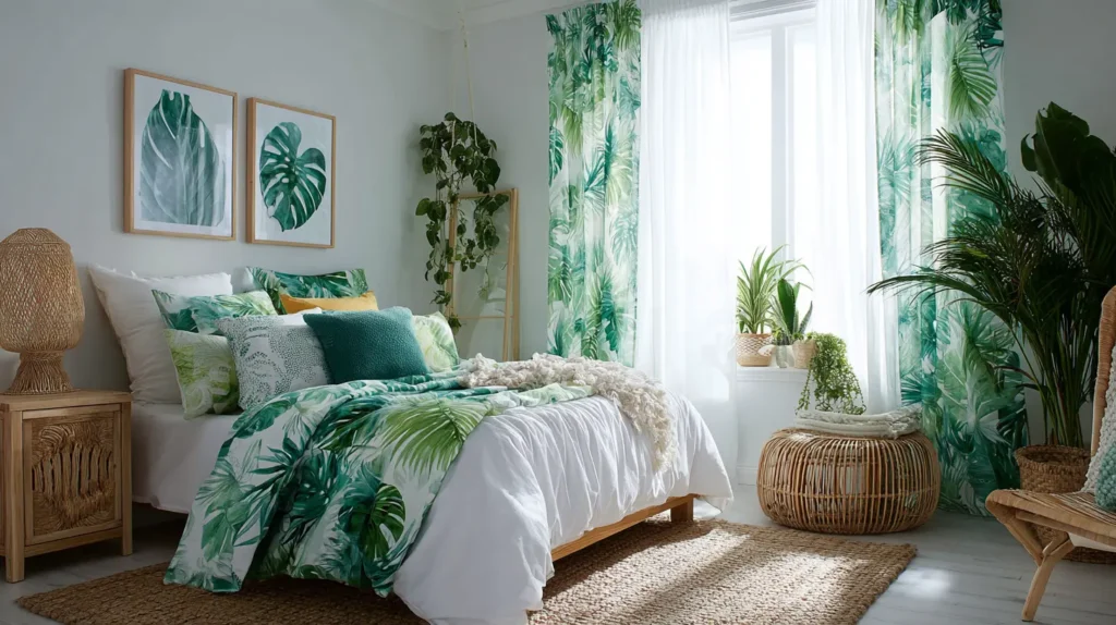 Tropical Paradise with Palm Leaf Prints