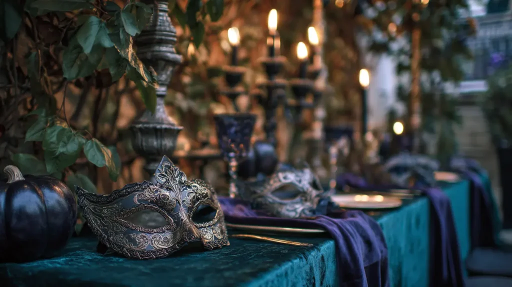 Venetian Masquerade Ornate Masks & Velvet Accents