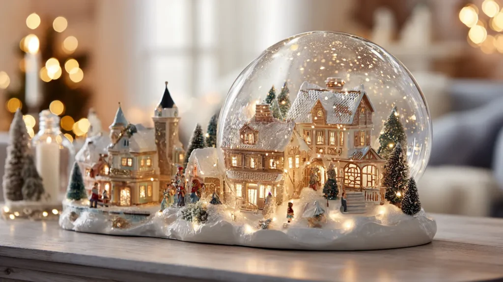 Whimsical Charm with a Snowball Lantern and Village