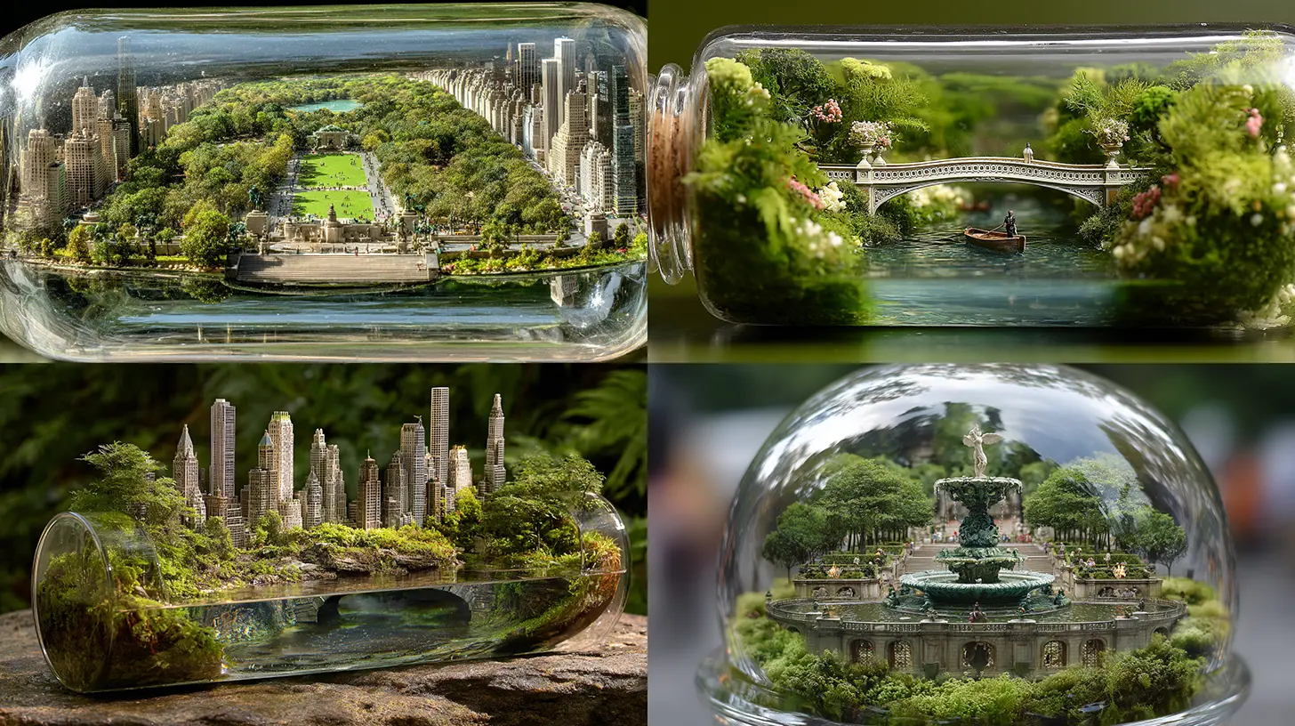 10 Miniature Town in Glass Bottles