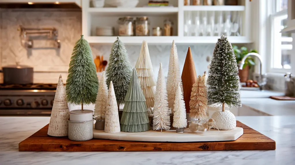A Countertop Forest of Mini Christmas Trees