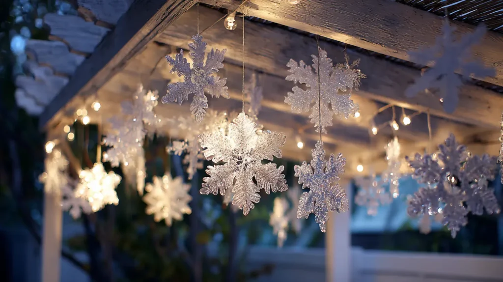 A Frozen Hanging Snowflake Chandelier