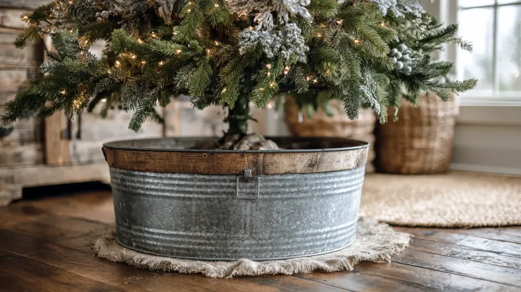 A Galvanized Metal Tree Collar